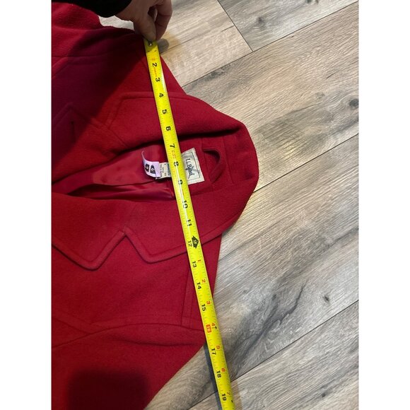 L.L. Bean Womens LambsWool Red Button Classic PeaCoat Size 8 Regular QHTH2 Thins - Picture 7 of 11